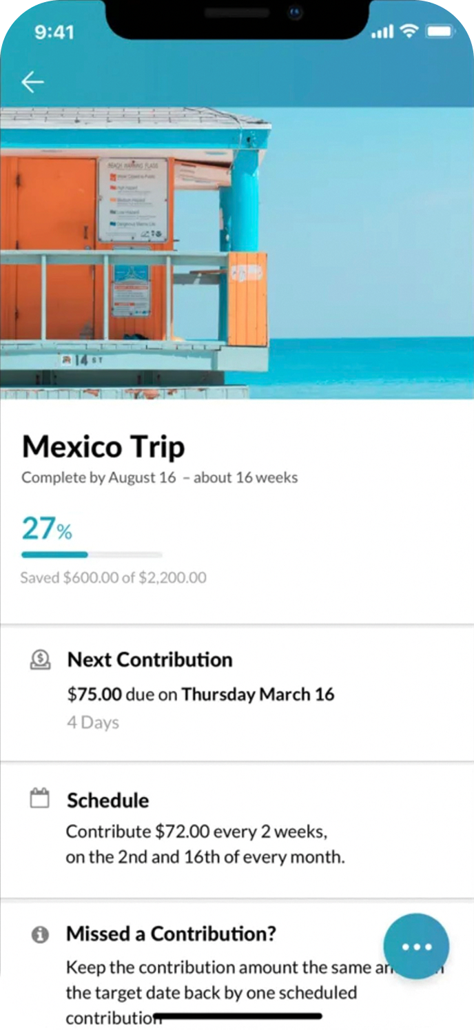 KOHO savings goal details screen